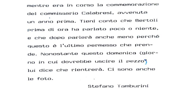 Uno scoop di 36 anni fa: la vera fatica fu "nasconderlo" fino al fatto compiuto - Stefano Tamburini